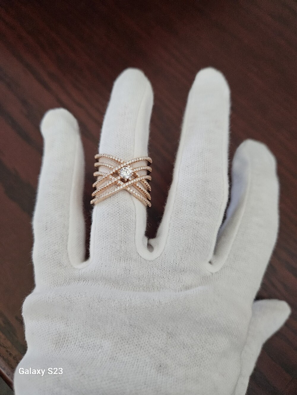 BELLA LUCE ETERNO 18k RG Over Sterling Silver Ring Sz 8